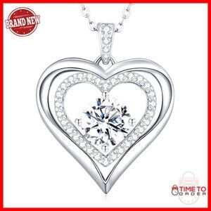 Sterling Silver Moissanite Heart Pendant Necklace Elegant Anniversary Gift